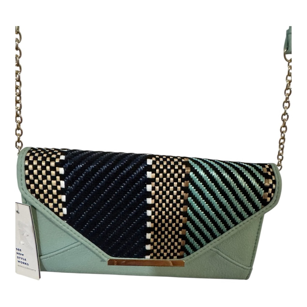 Apt 9 RFID Crossbody Wallet Mint Envelope Clutch NWT Woven Flap - Picture 4 of 6